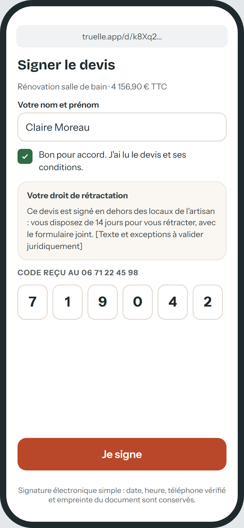 Truelle — écran 4
