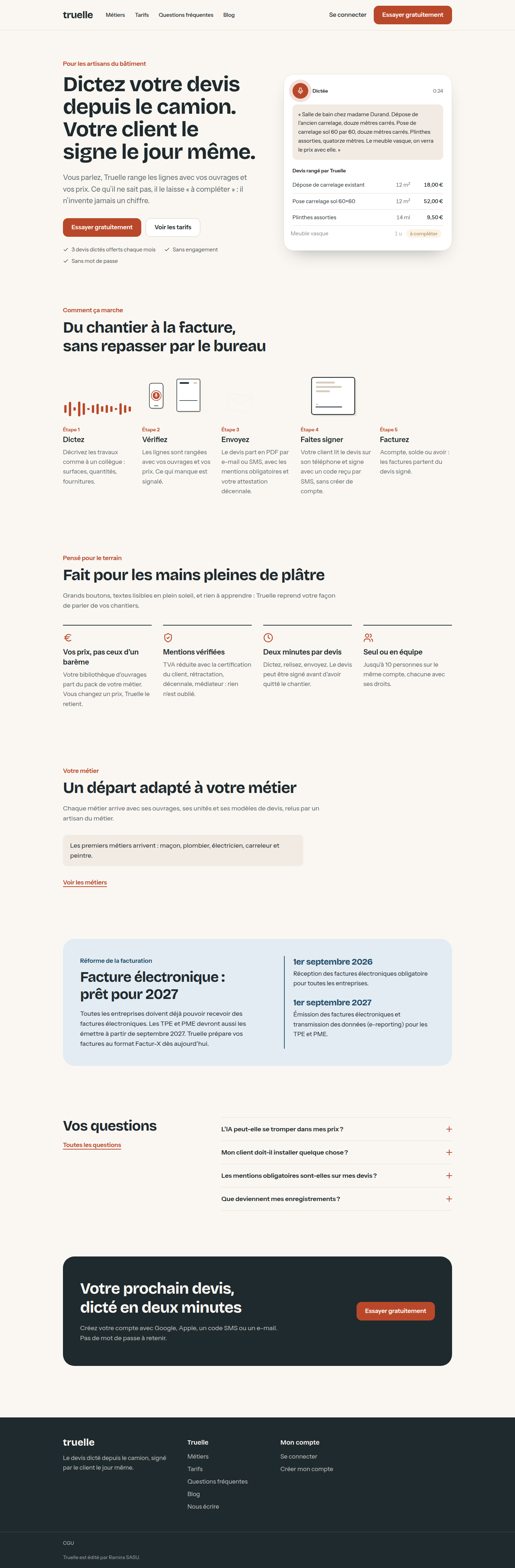 Truelle’s public website, built by Ramira